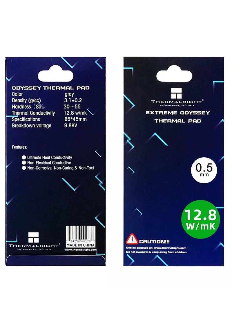 Thermalright Thermal Pad 0.5mm 12.8 W/mK, 85x45x0.5mm, Non Conductive Heat Resistance, Odyssey Silicone Thermal Pads for PC PS5 PS4 Laptop Heatsink GPU/CPU/SSD/VRAM/LED Cooler  - Image 1