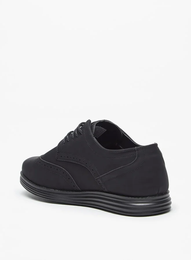 LBL by Shoexpress Men Perforated Derby Shoes with Lace-Up Closure