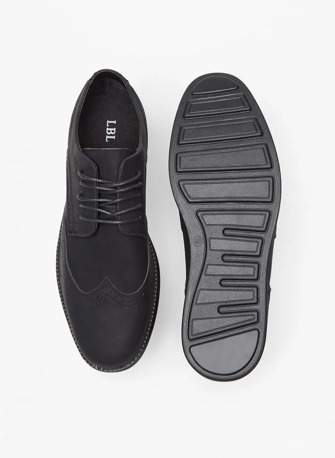 LBL by Shoexpress Men Perforated Derby Shoes with Lace-Up Closure
