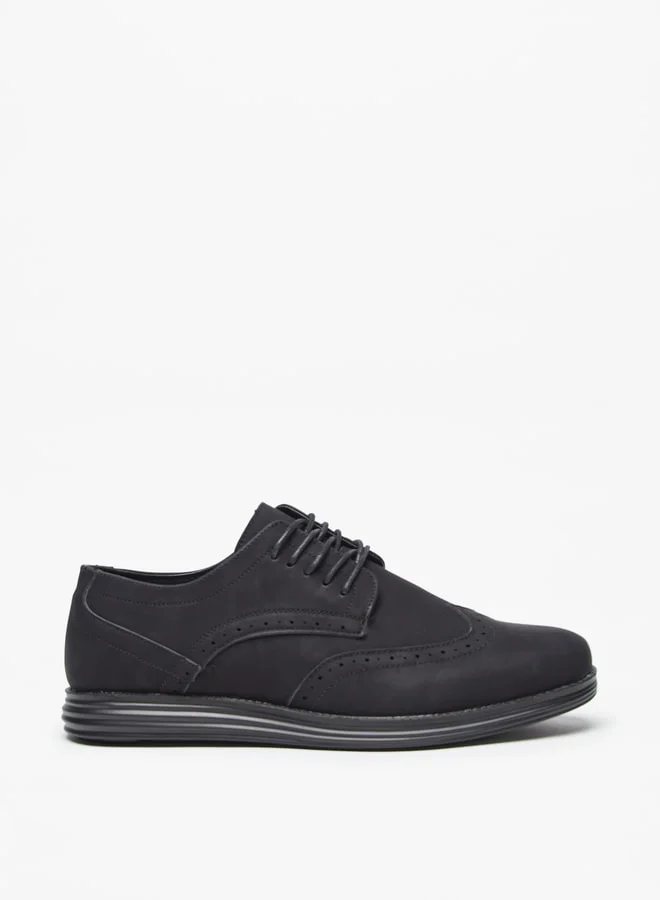 LBL by Shoexpress Men Perforated Derby Shoes with Lace-Up Closure