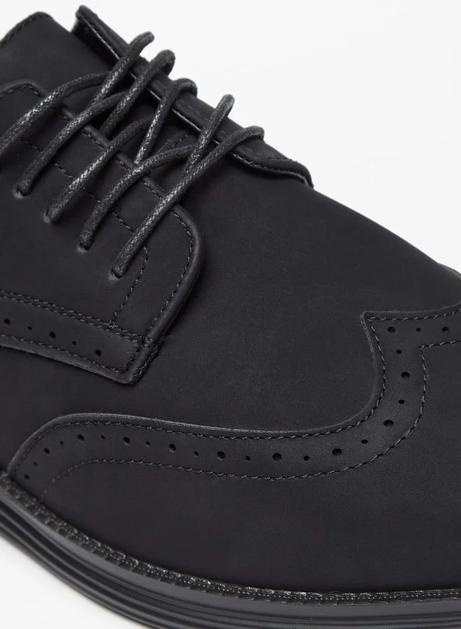LBL by Shoexpress Men Perforated Derby Shoes with Lace-Up Closure