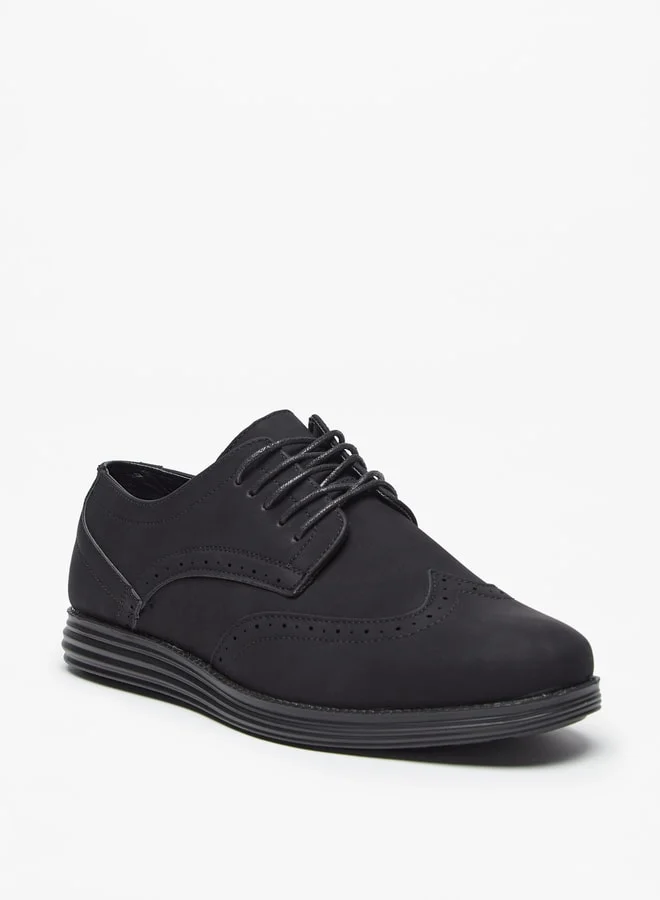 LBL by Shoexpress Men Perforated Derby Shoes with Lace-Up Closure