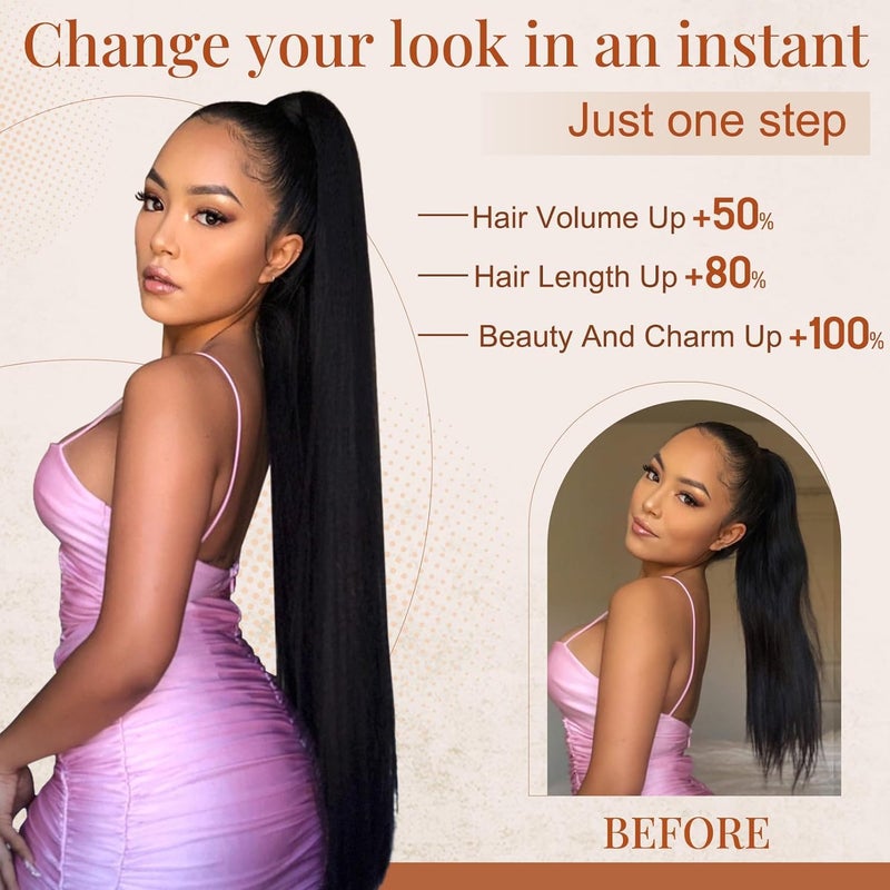 Artifice 30 Long Wrap Around Ponytail Hair Extension Natural Black - Image 3