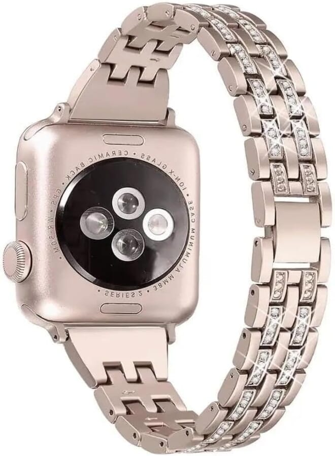 Next Next Store Women Rhinestone Stainless Steel Watch Band Compatible with iWatch Series 1/2/3/4/5/6/7/8/9/Ultra/2/SE,42/44/45/49,Fashion and Attractive.(Titanium)