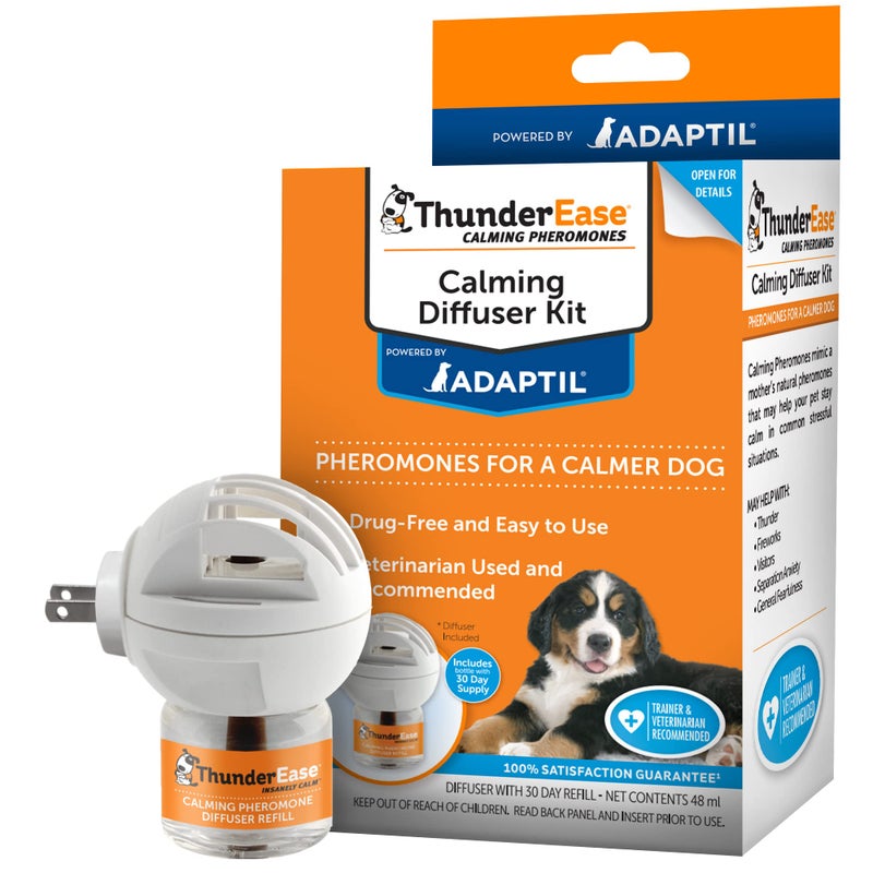 ThunderEase Dog Calming Pheromone Diffuser Kit | Powered by ADAPTIL | Vet Recommended to Relieve Separation Anxiety, Stress Barking & Chewing, and Fear of Fireworks & Thunderstorms (30 Day Supply) - Image 1