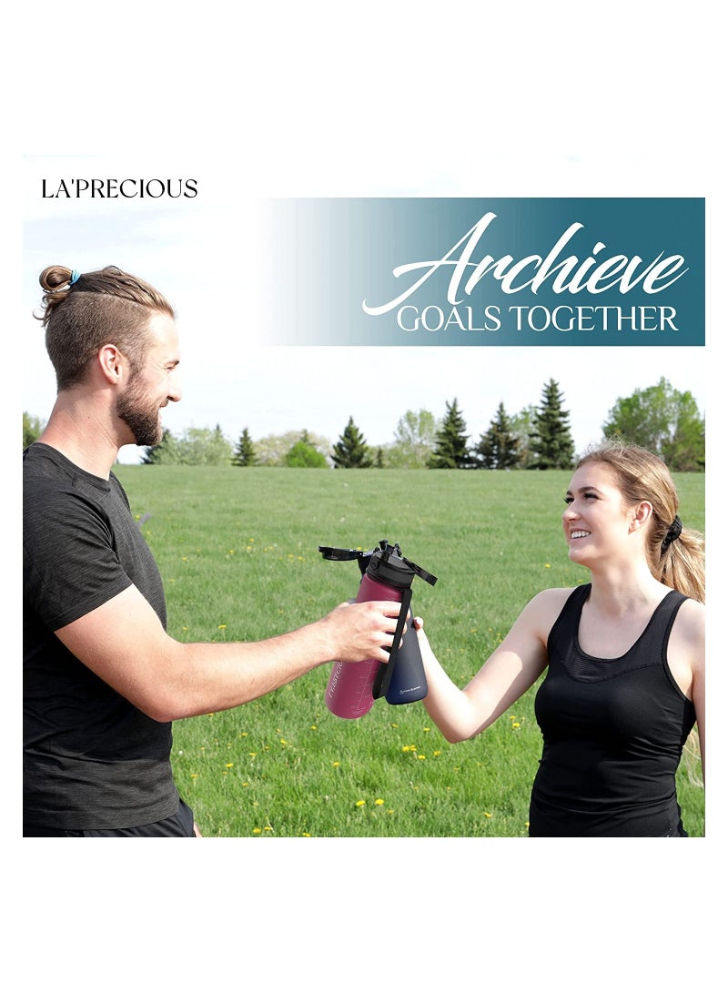 LA' PRECIOUS 1L Water Bottle for Adults and Kids - USA Tritan Material Non-Toxic BPA Free - Fast Flow - Flip Top Leak Proof Lid and One Click Open  - Image 5