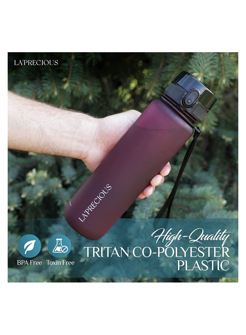 LA' PRECIOUS 1L Water Bottle for Adults and Kids - USA Tritan Material Non-Toxic BPA Free - Fast Flow - Flip Top Leak Proof Lid and One Click Open  - Image 3