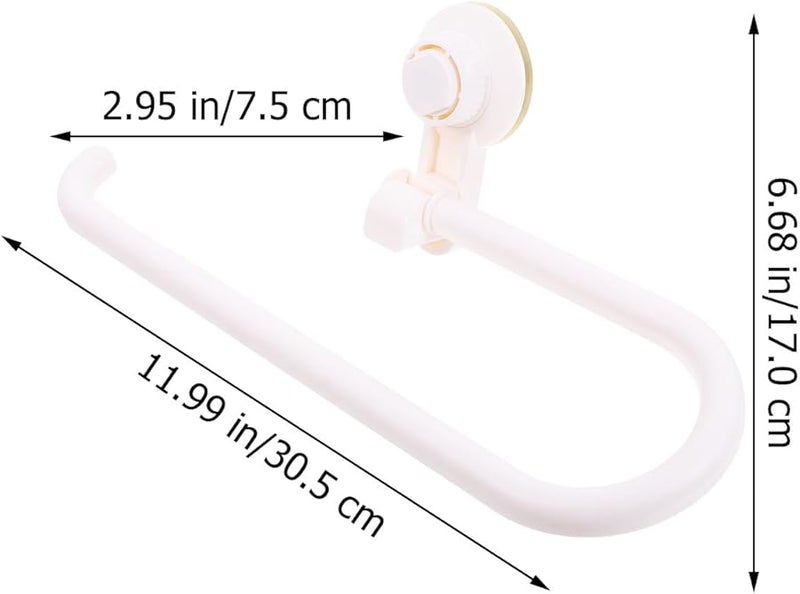 White Plastic Suction Cup Bathroom Tissue Holder Wall Mounted Towel Rack No Drilling Required - Image 5