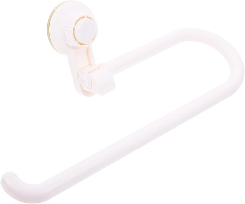 White Plastic Suction Cup Bathroom Tissue Holder Wall Mounted Towel Rack No Drilling Required - Image 2
