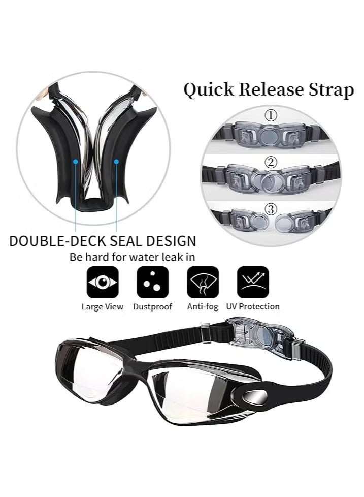 BESTPEAK 5-in-1 Anti-Fog Swimming Goggles - Goggle Set with Swimming Cap, Earplugs, Nose Clip, Leak-Proof Goggles - Waterproof Swimming Goggles that Can Effectively Block Ultraviolet Rays - Suitable for Men - Image 2