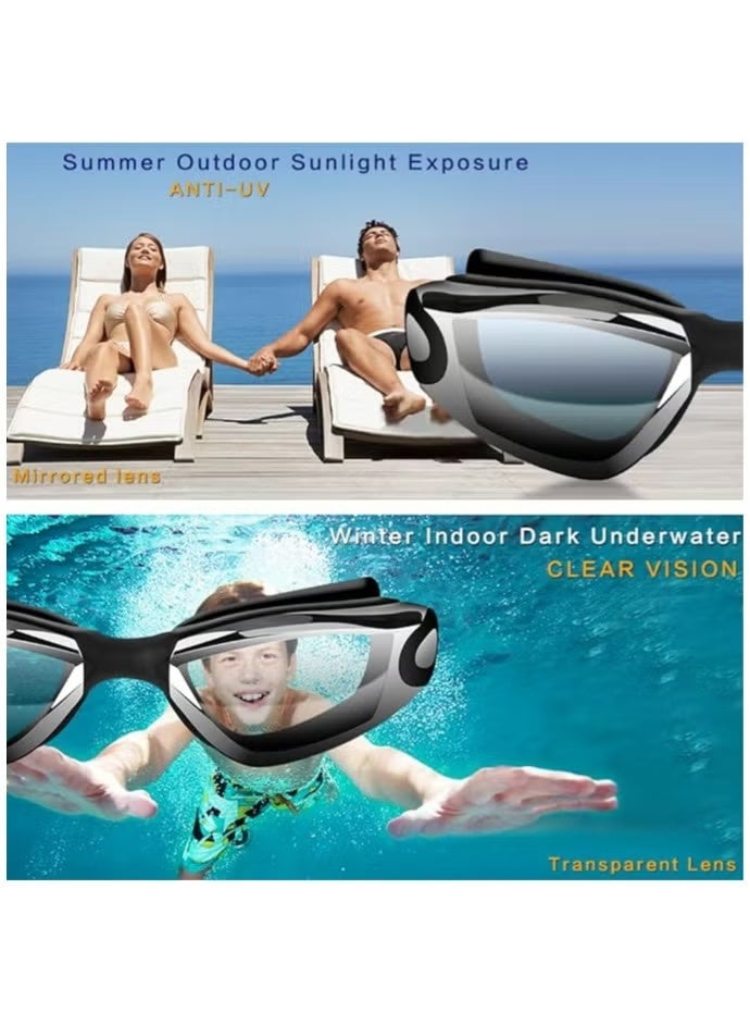 BESTPEAK 5-in-1 Anti-Fog Swimming Goggles - Goggle Set with Swimming Cap, Earplugs, Nose Clip, Leak-Proof Goggles - Waterproof Swimming Goggles that Can Effectively Block Ultraviolet Rays - Suitable for Men - Image 5