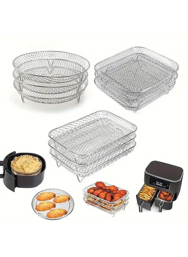 Stainless Steel Air Fryer Basket Square 1pc For Oven Microwave Durable - Image 1