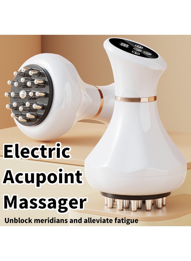 جهاز تدليك نقاط الوخز الكهربائي، مدلك مسارات الطاقة مع كمادة حرارية، جهاز تدليك كامل للجسم بتيار دقيق EMS، مدلك محمول قابل للتعديل بـ 9 مستويات، جهاز علاج حراري بـ 21 رأسًا مع ضوء أحمر - Image 1