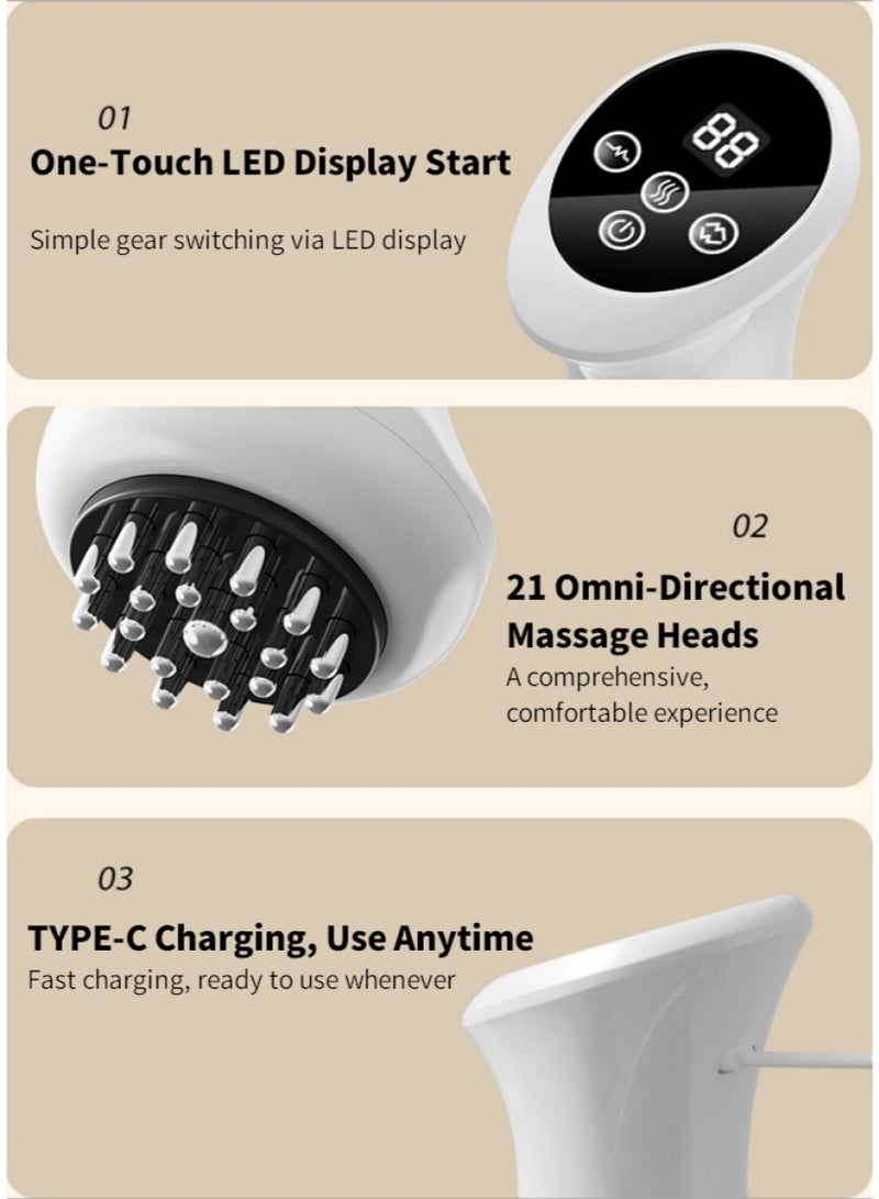 جهاز تدليك نقاط الوخز الكهربائي، مدلك مسارات الطاقة مع كمادة حرارية، جهاز تدليك كامل للجسم بتيار دقيق EMS، مدلك محمول قابل للتعديل بـ 9 مستويات، جهاز علاج حراري بـ 21 رأسًا مع ضوء أحمر - Image 5