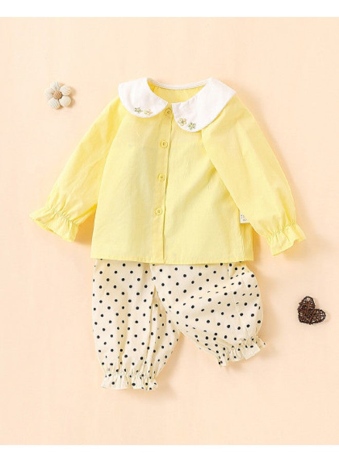 Girls' Baby Autumn Outfit 2025 Fashionable Pure Cotton Two-piece Set Toddler - Image 1