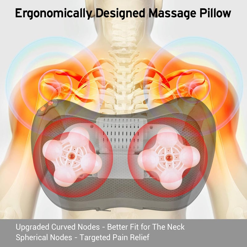 8-Head heating kneading massage pillow, neck, back, waist and whole body muscle deep massager, home office car relaxation artifact - Image 4