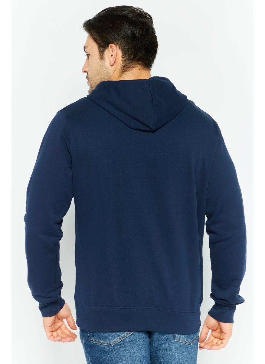 La Martina Men Hooded Brand Logo Long Sleeve Hoodie, Blue  - Image 3