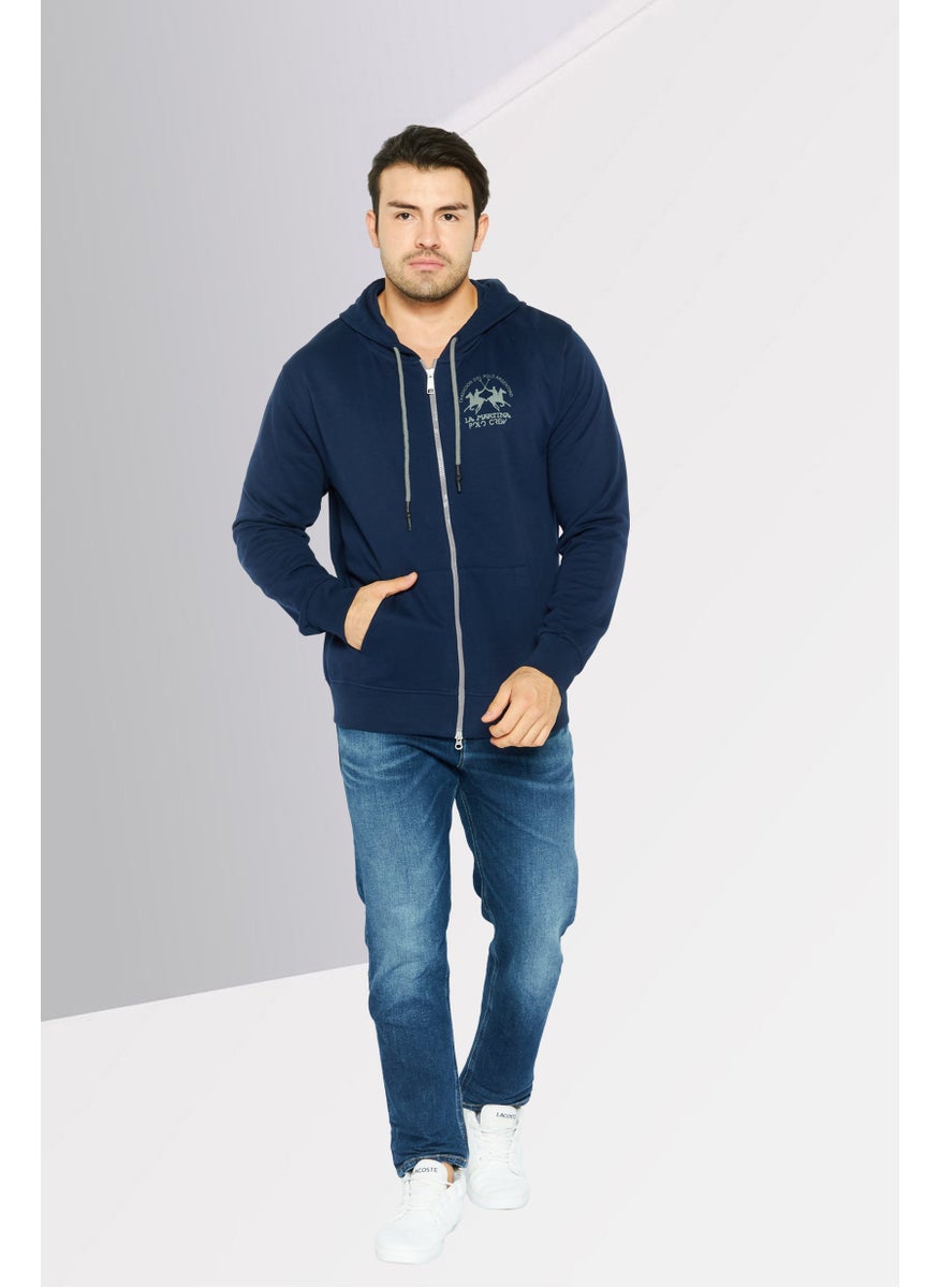 La Martina Men Hooded Brand Logo Long Sleeve Hoodie, Blue  - Image 4