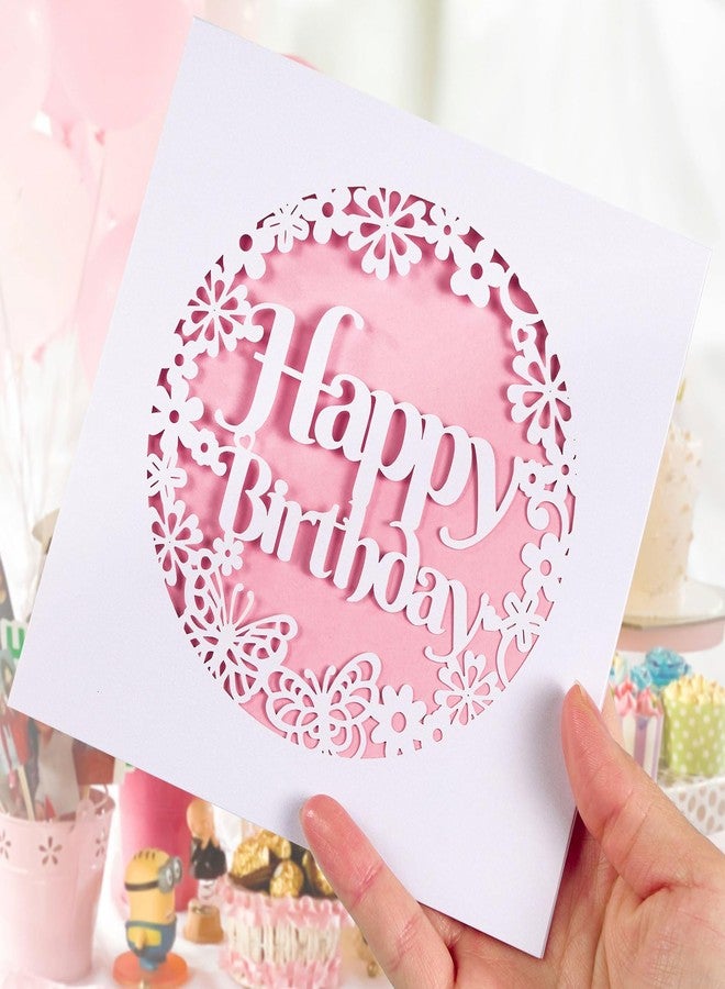 AdasBridal مجموعة أداس برايدل من 10 بطاقات دعوة لحفلة عيد ميلاد سعيد باللون الوردي، مع جيب ورقي أبيض مجوف عليه عبارة "عيد ميلاد سعيد" وبطاقة فارغة، لحفلات أعياد ميلاد الفتيات (عيد ميلاد 15، 16، كوينس، 15 عامًا). - Image 4