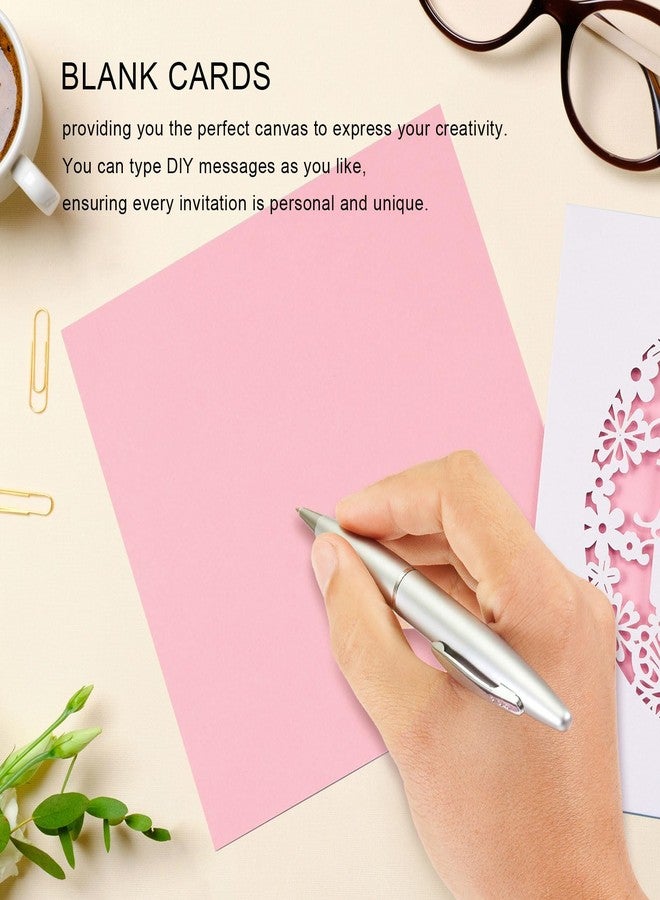 AdasBridal مجموعة أداس برايدل من 10 بطاقات دعوة لحفلة عيد ميلاد سعيد باللون الوردي، مع جيب ورقي أبيض مجوف عليه عبارة "عيد ميلاد سعيد" وبطاقة فارغة، لحفلات أعياد ميلاد الفتيات (عيد ميلاد 15، 16، كوينس، 15 عامًا). - Image 5