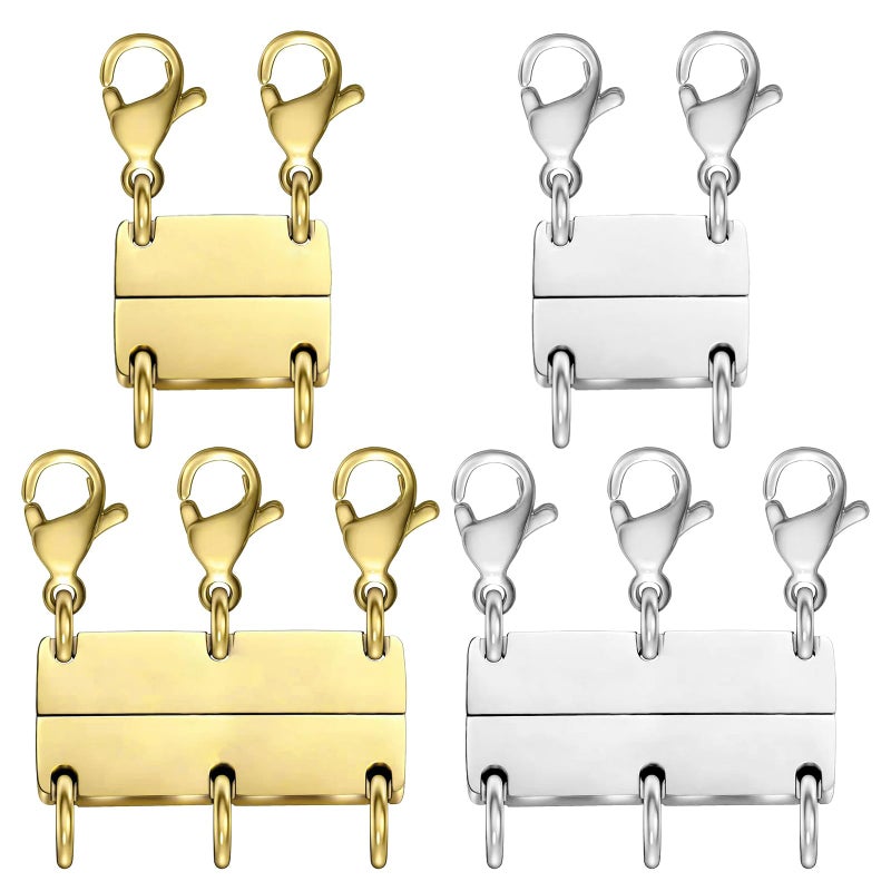 MKCYD Multi Necklace Layering Clasp Strong Magnetic Clasps, Gold and Silver Necklace Separator for Layering, Multiple Jewelry Closures for Layered Look - Image 1