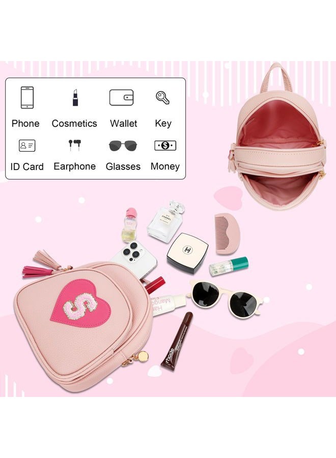 CLOUDWINGS Girls Initial Mini Backpack Cute Kids Small Heart Backpack Purse with Tassel Personalized Gifts for Teen Women, Pink, Mini, S - Image 5