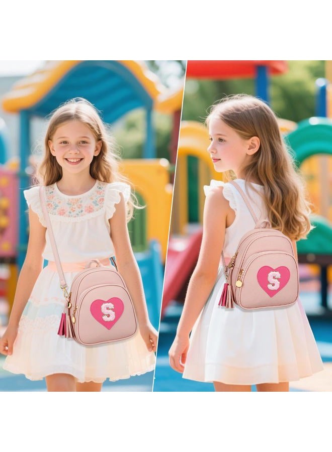 CLOUDWINGS Girls Initial Mini Backpack Cute Kids Small Heart Backpack Purse with Tassel Personalized Gifts for Teen Women, Pink, Mini, S - Image 3