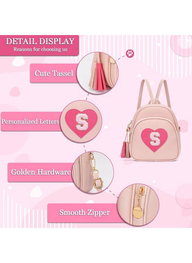 CLOUDWINGS Girls Initial Mini Backpack Cute Kids Small Heart Backpack Purse with Tassel Personalized Gifts for Teen Women, Pink, Mini, S - Image 4