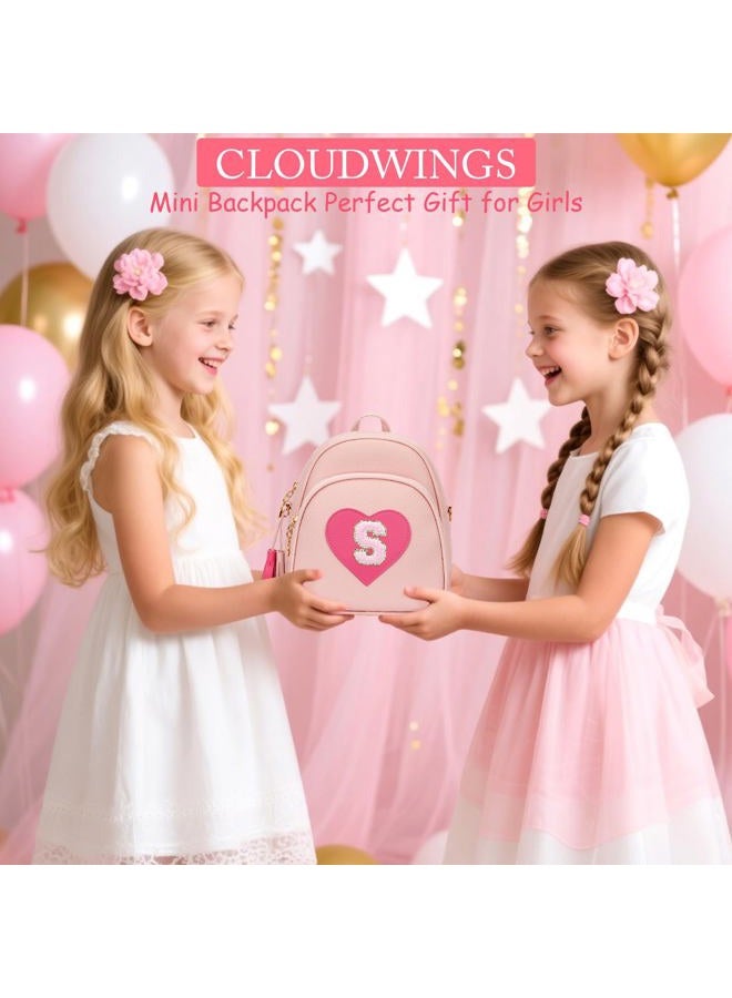 CLOUDWINGS Girls Initial Mini Backpack Cute Kids Small Heart Backpack Purse with Tassel Personalized Gifts for Teen Women, Pink, Mini, S - Image 2