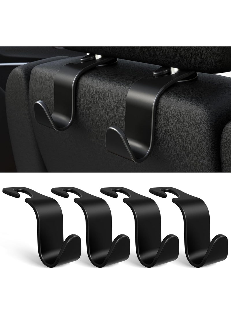 4-Pack Car Headrest Hooks Vehicle Storage Organizer for Purses Handbags Groceries Backpack Coats –Holds 55lbs 360° Rotating Black - Image 5