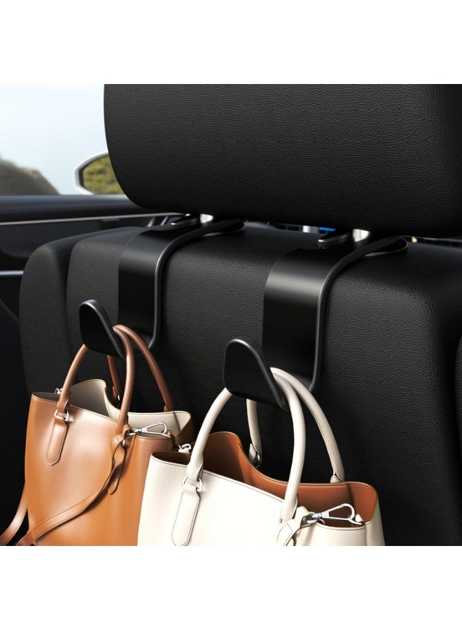 4-Pack Car Headrest Hooks Vehicle Storage Organizer for Purses Handbags Groceries Backpack Coats –Holds 55lbs 360° Rotating Black - Image 2