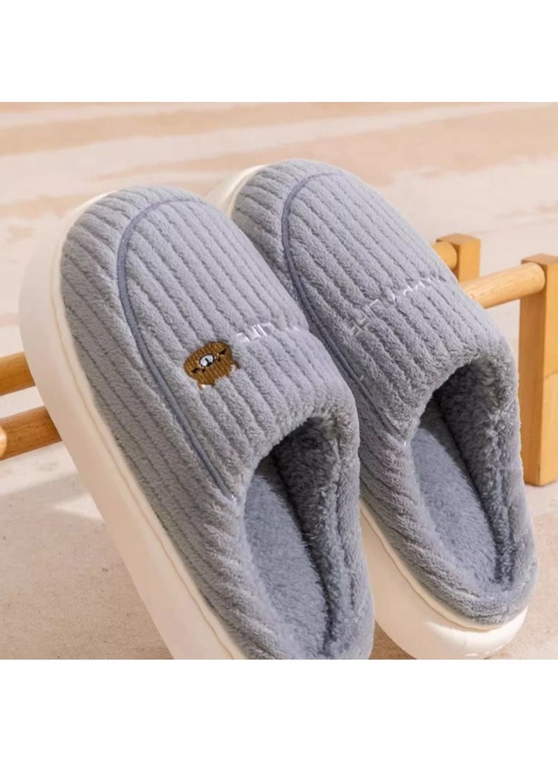 HALAMODO Warm Fuzzy Memory Foam Comfy House Slippers for Women Men  with Anti-Skid Rubber Sole for Indoor and Outdoor - Image 3