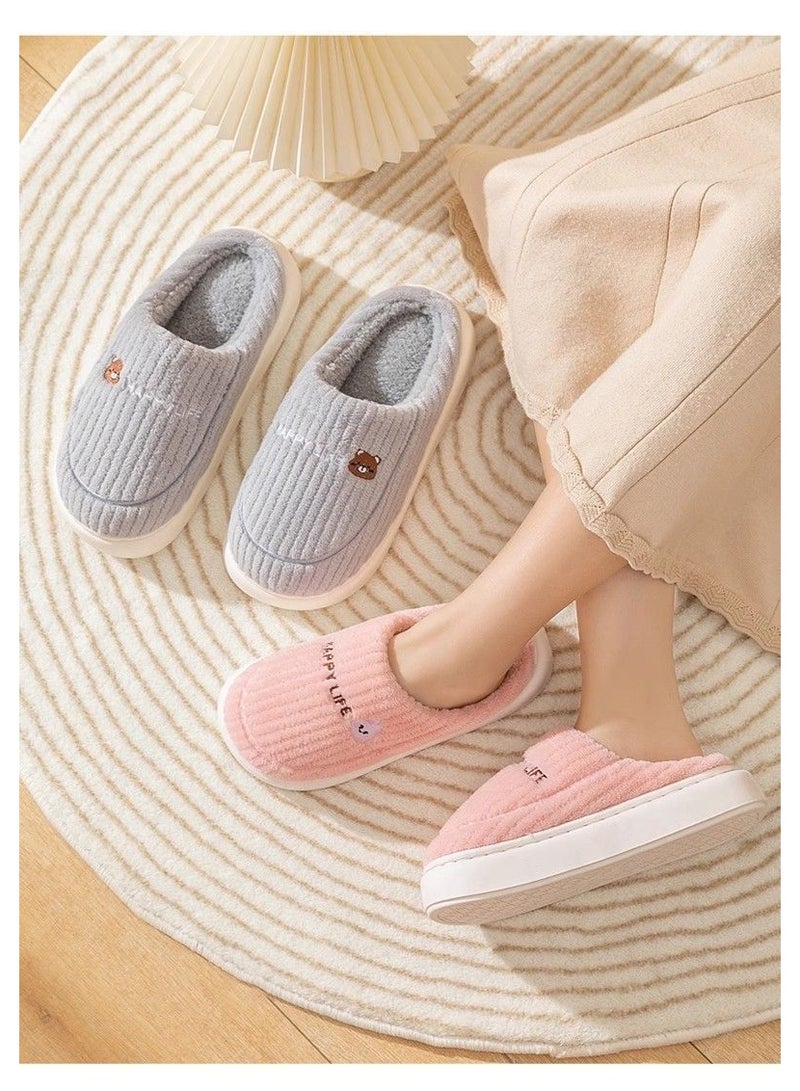 HALAMODO Warm Fuzzy Memory Foam Comfy House Slippers for Women Men  with Anti-Skid Rubber Sole for Indoor and Outdoor - Image 2