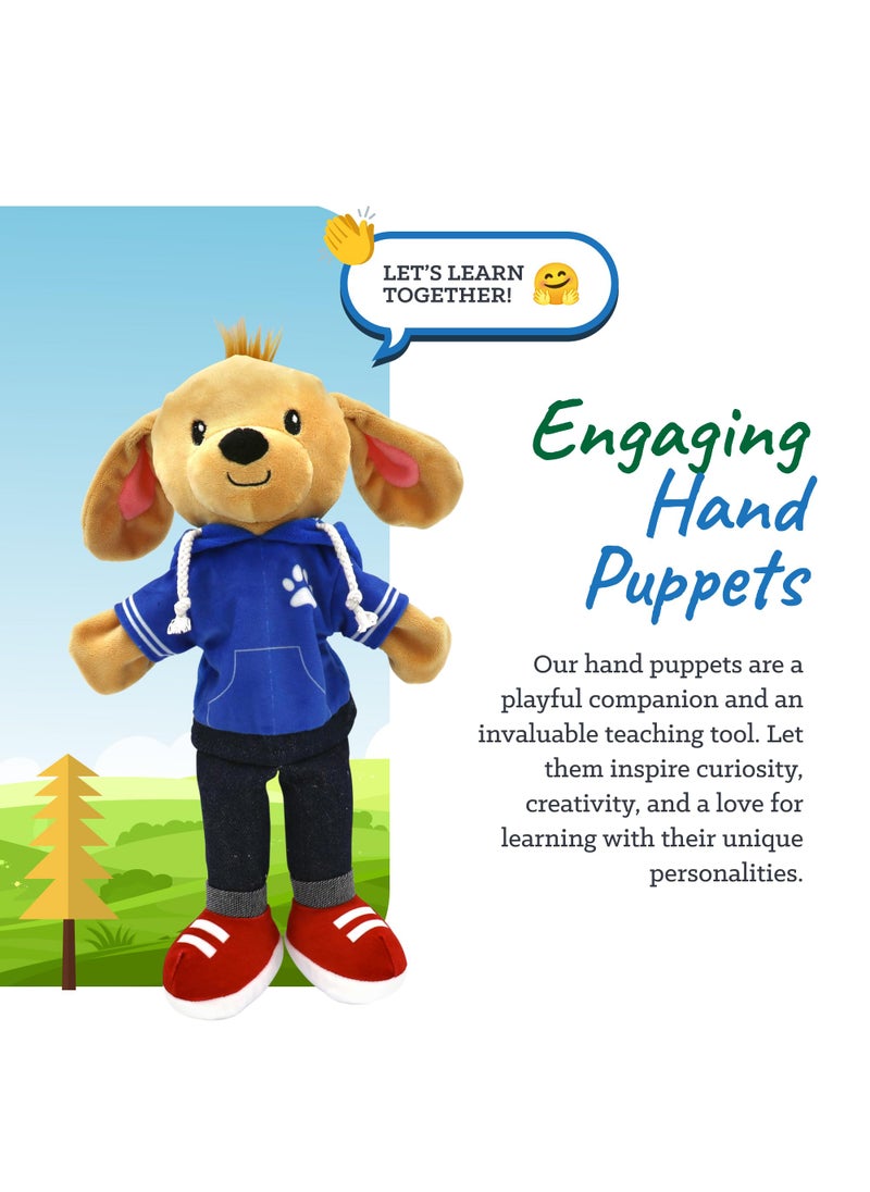 Playtime by Eimmie Playtime by Eimmie Sharewood Forest Friends Dougie The Dog Hand Puppet - Stuffed Animal for Toddlers, Kids, Teachers, Daycare, School - Perfect for Puppet Theatre and Creative Play - Small and Large  - Image 4