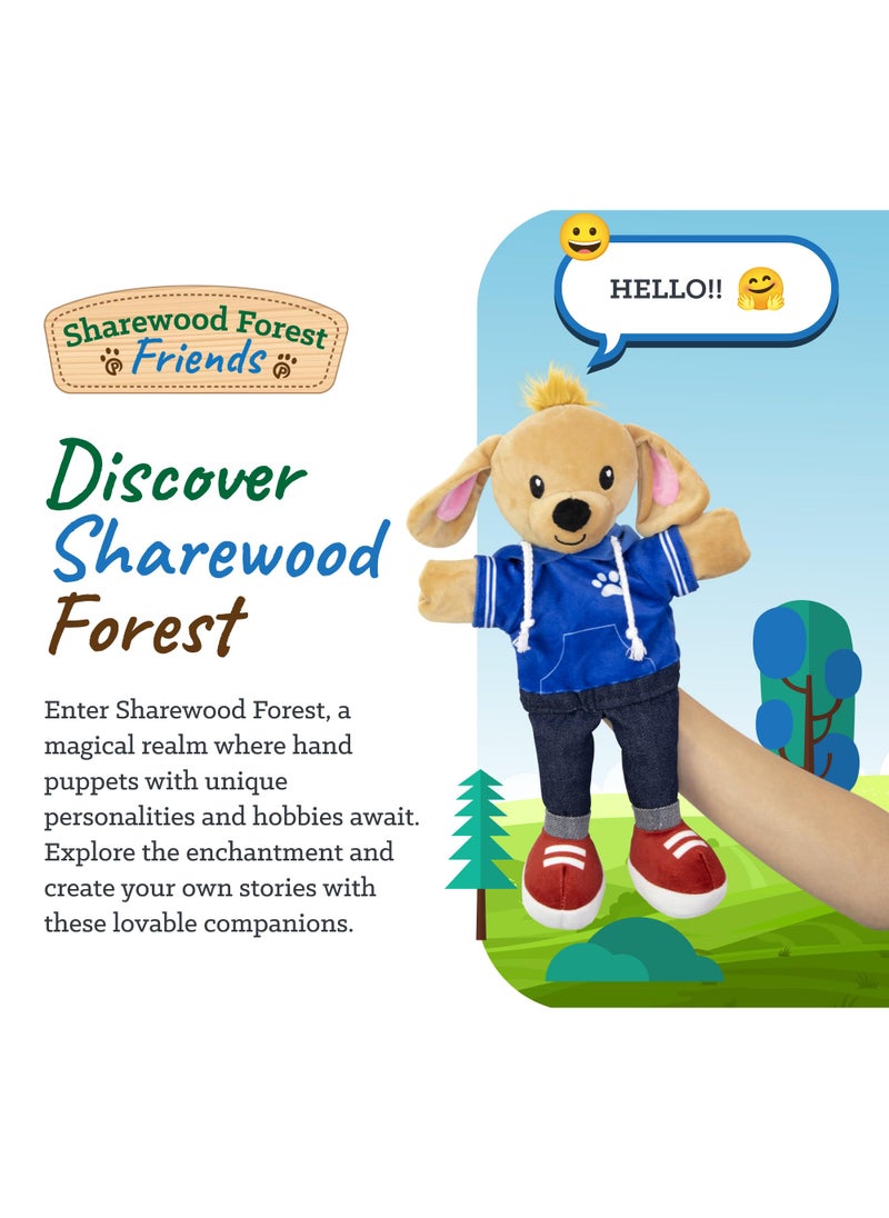 Playtime by Eimmie Playtime by Eimmie Sharewood Forest Friends Dougie The Dog Hand Puppet - Stuffed Animal for Toddlers, Kids, Teachers, Daycare, School - Perfect for Puppet Theatre and Creative Play - Small and Large  - Image 2