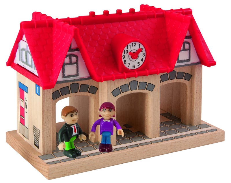 Eichhorn Wooden Soundstation for Trains Sets (4 Piece), Brown - Image 3