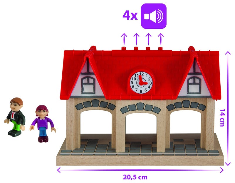 Eichhorn Wooden Soundstation for Trains Sets (4 Piece), Brown - Image 4