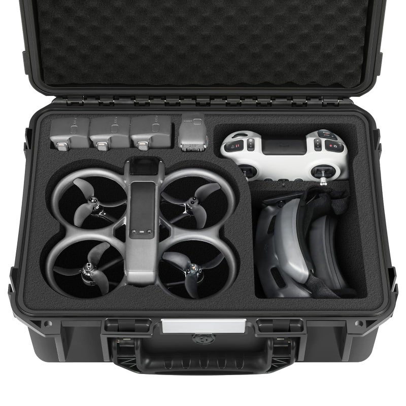 YETEETH حقيبة لجهاز DJI Avata 2 درون كومبو حقيبة صلبة مقاومة للماء مع رغوة لجهاز Avatar 2 Fly More Combo ونظارات 3 ووحدة التحكم عن بعد 3FPV وبطاريات تناسب ملحقات درون DJI فقط - Image 2