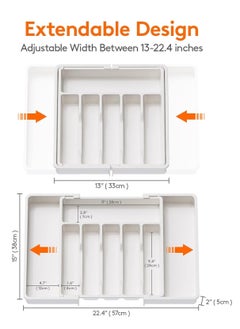 MIXDE Silverware Drawer Organizer, Expandable Utensil Tray for Kitchen, Adjustable Flatware and Cutlery Holder, Compact Plastic Storage for Spoons Forks Knives, Large  - Image 3