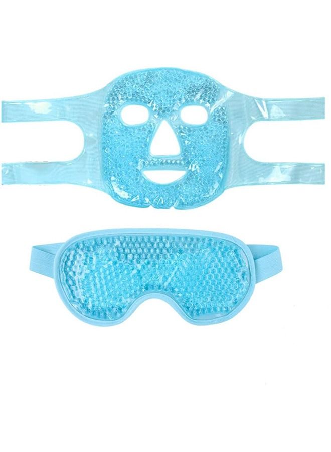 Generic 2pcs Gel Beads Face & Eye Masks Kit Hot/Cold Mask Cooling Ice/Heat Facial Eye Pack Therapy,Cooling Gel Ice Eye Mask for Stress Relief, Headaches, Puffy Eye, Eye Bags with a waterproof bag  - Image 1