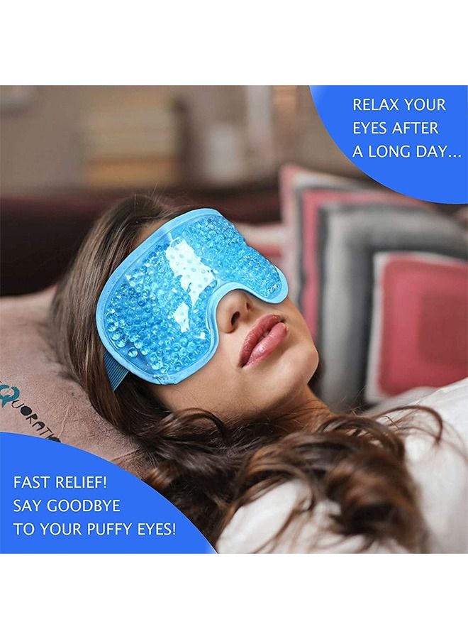 Generic 2pcs Gel Beads Face & Eye Masks Kit Hot/Cold Mask Cooling Ice/Heat Facial Eye Pack Therapy,Cooling Gel Ice Eye Mask for Stress Relief, Headaches, Puffy Eye, Eye Bags with a waterproof bag  - Image 4