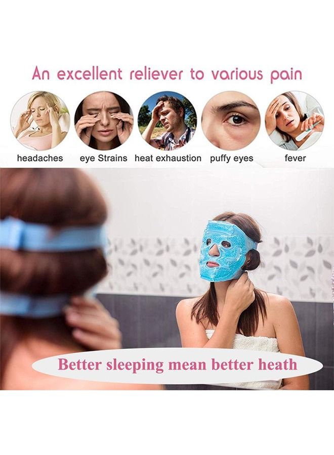 Generic 2pcs Gel Beads Face & Eye Masks Kit Hot/Cold Mask Cooling Ice/Heat Facial Eye Pack Therapy,Cooling Gel Ice Eye Mask for Stress Relief, Headaches, Puffy Eye, Eye Bags with a waterproof bag  - Image 2