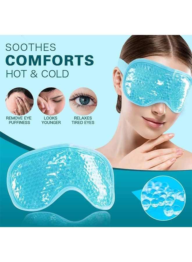 Generic 2pcs Gel Beads Face & Eye Masks Kit Hot/Cold Mask Cooling Ice/Heat Facial Eye Pack Therapy,Cooling Gel Ice Eye Mask for Stress Relief, Headaches, Puffy Eye, Eye Bags with a waterproof bag  - Image 3