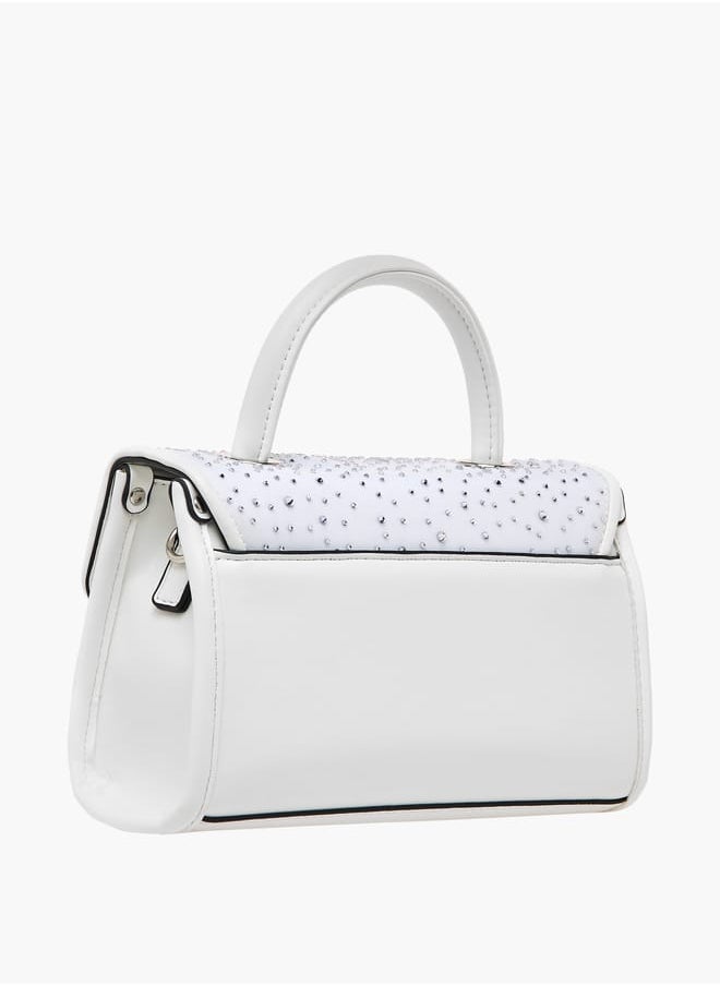 Celeste Women Embellished Satchel Bag with Top Handle and Detachable Strap  - Image 3