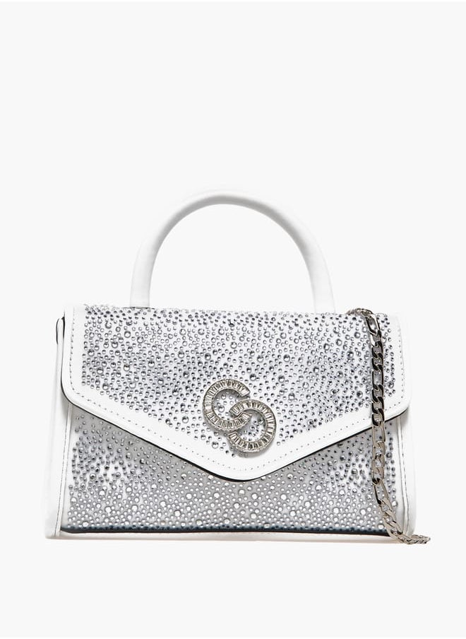 Celeste Women Embellished Satchel Bag with Top Handle and Detachable Strap  - Image 1