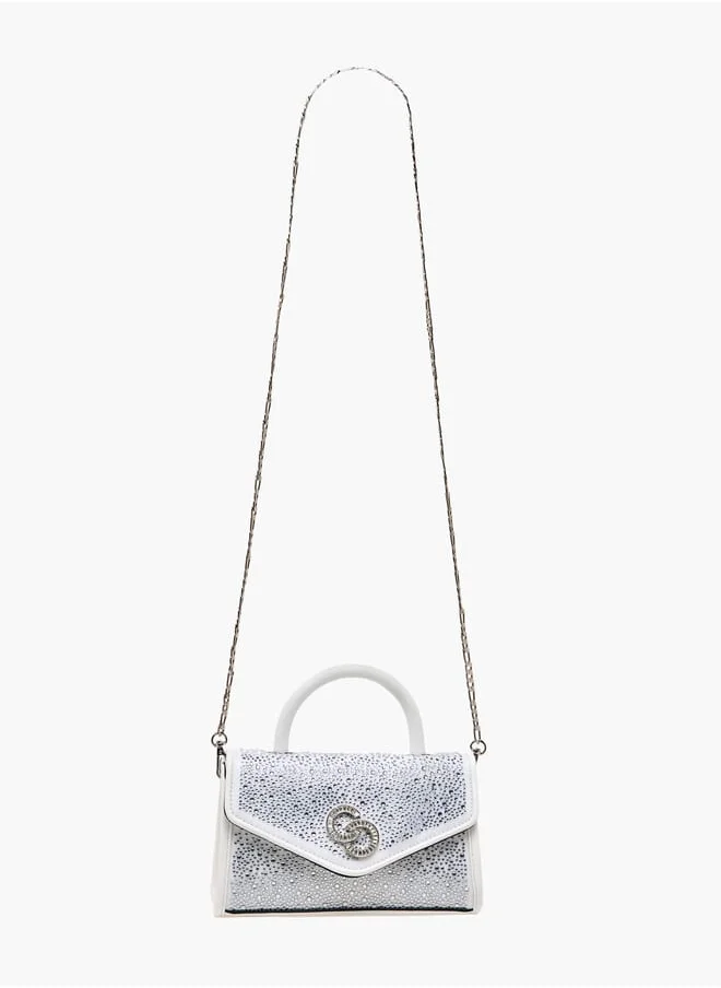 Celeste Women Embellished Satchel Bag with Top Handle and Detachable Strap