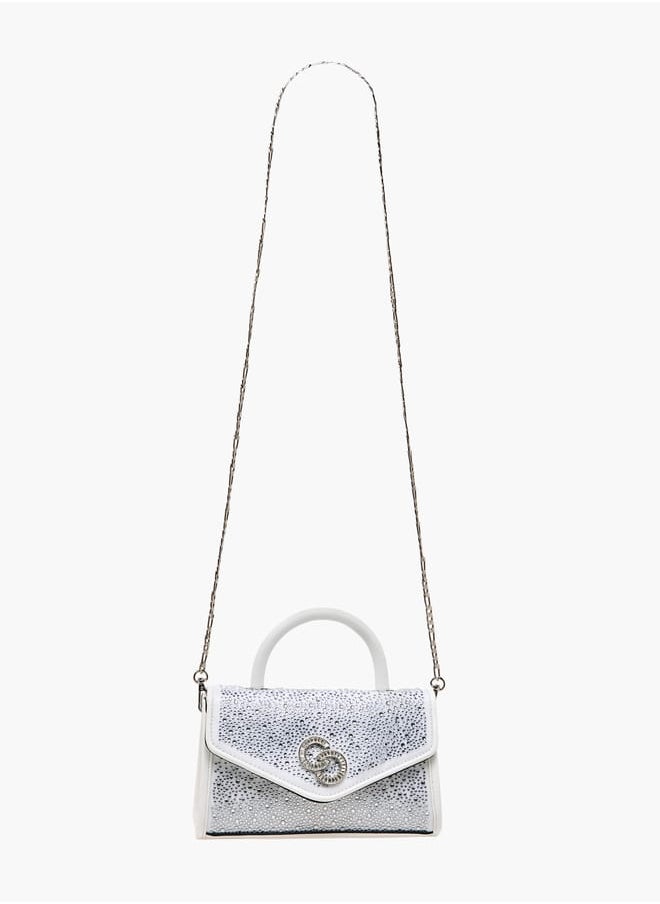 Celeste Women Embellished Satchel Bag with Top Handle and Detachable Strap  - Image 2