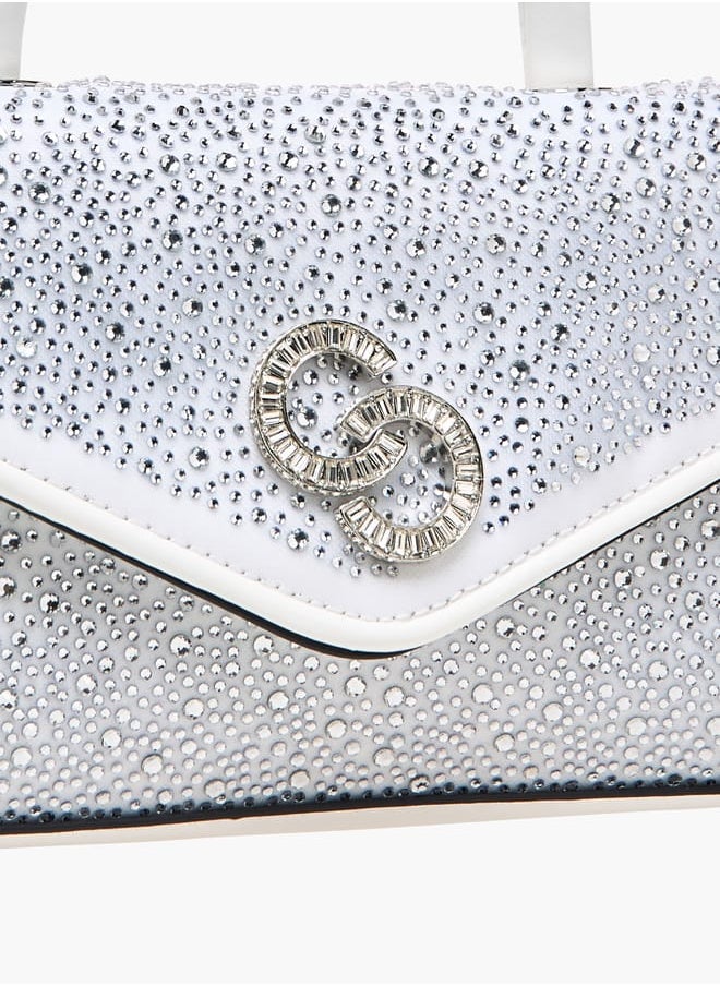 Celeste Women Embellished Satchel Bag with Top Handle and Detachable Strap  - Image 4