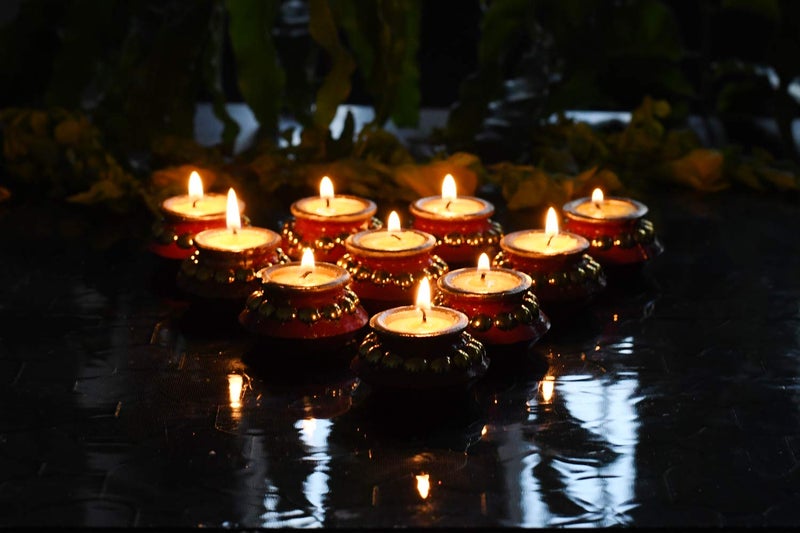 Collectible India Collectible India Matki Diyas Candles for Diwali Puja Handpainted Diya for Diwali Pooja Festival Decoration Tealights Candles Lights for Diwali Home Indoor Outdoor Decor Set of 10  - Image 3