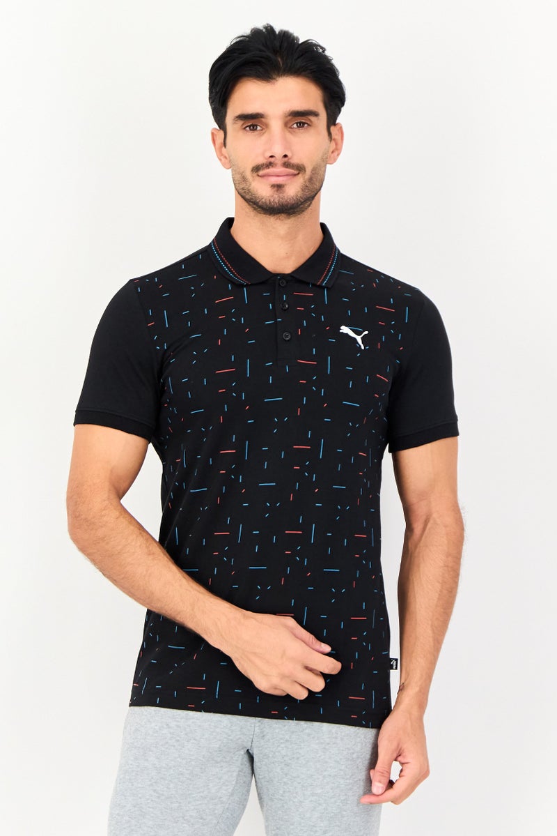 PUMA قميص بولو رياضي للرجال بأكمام قصيرة، خارجي، أسود - Image 1